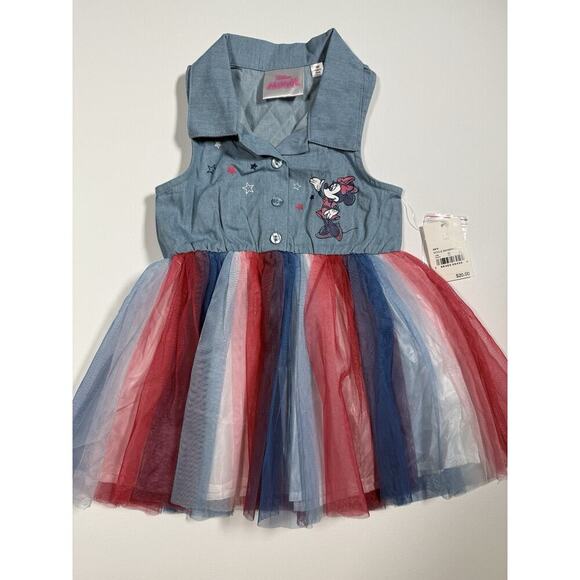 Disney Junior Minnie Summer tutu Dress Red White and Blue Sleeveless Sz 5T - Picture 3 of 9